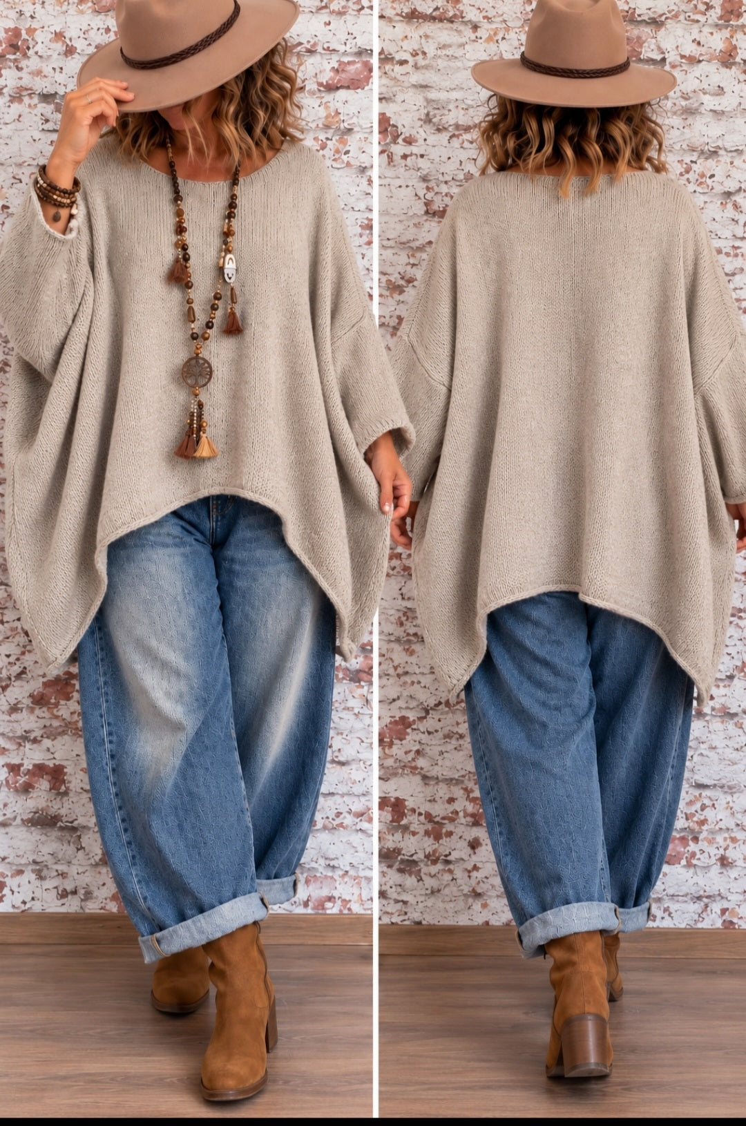 Pull poncho oversize – Style bohème chic