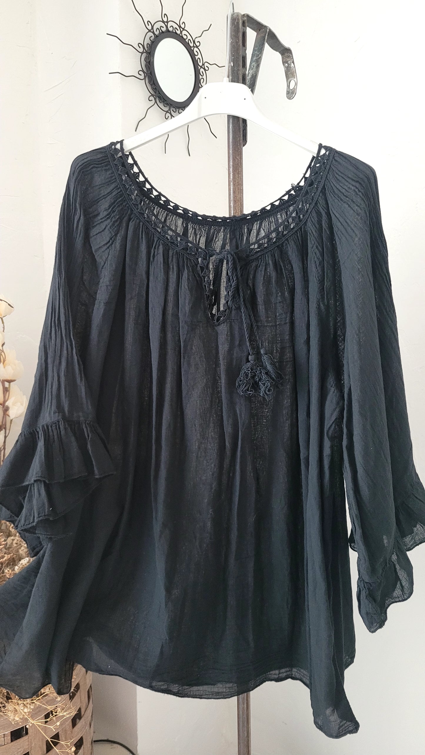 🎀Tunique Bohème Azur – Coupe Évasée