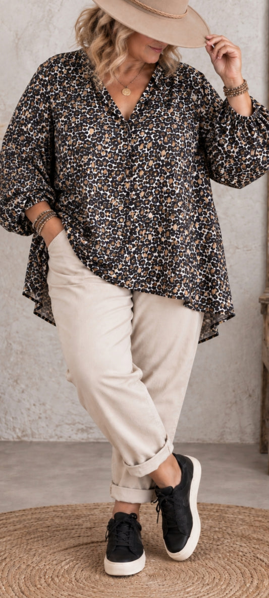 Blouse motif léopard