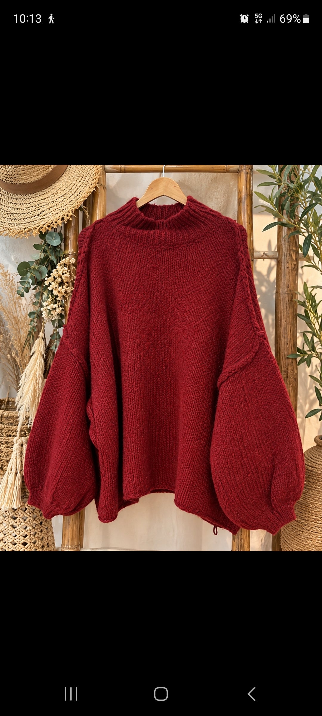 Pull oversize bohème – Bordeaux