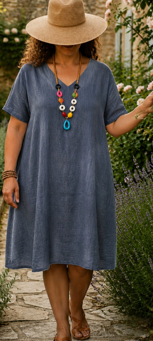 🍀 Robe  Midi en Coton & Lin – L'Esprit Bohème Chic