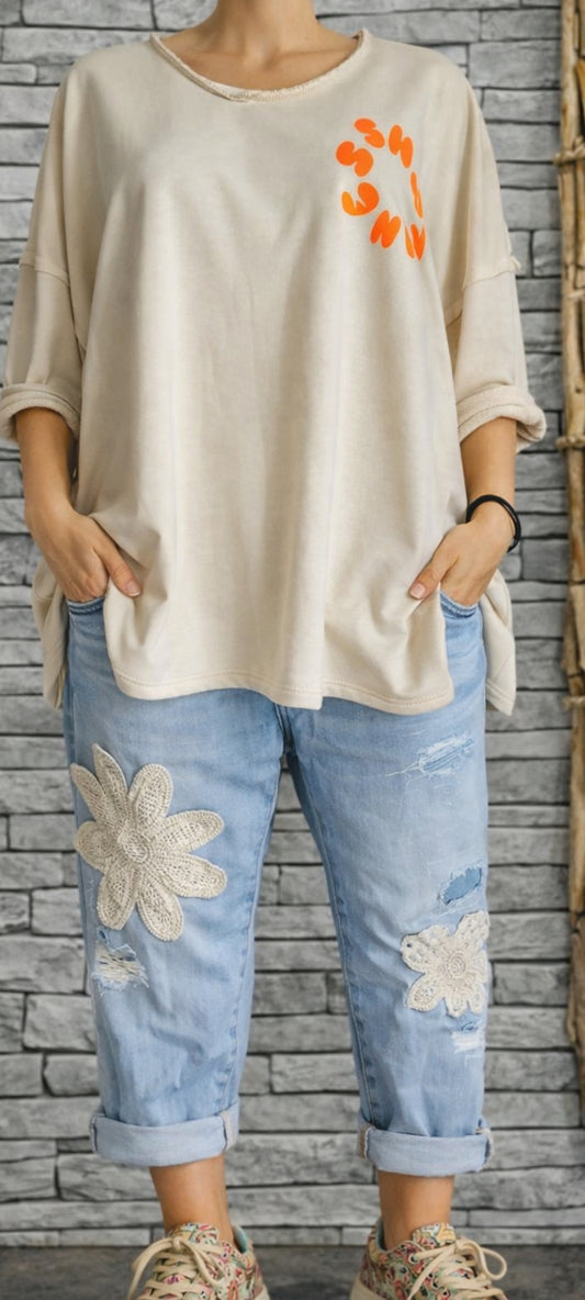 💙 Sweat Oversize "HAPPY" – Beige