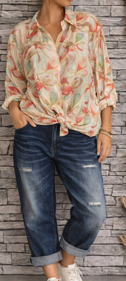 🌸 Chemisier Fluide "Aquarelle" – Viscose & Tencel