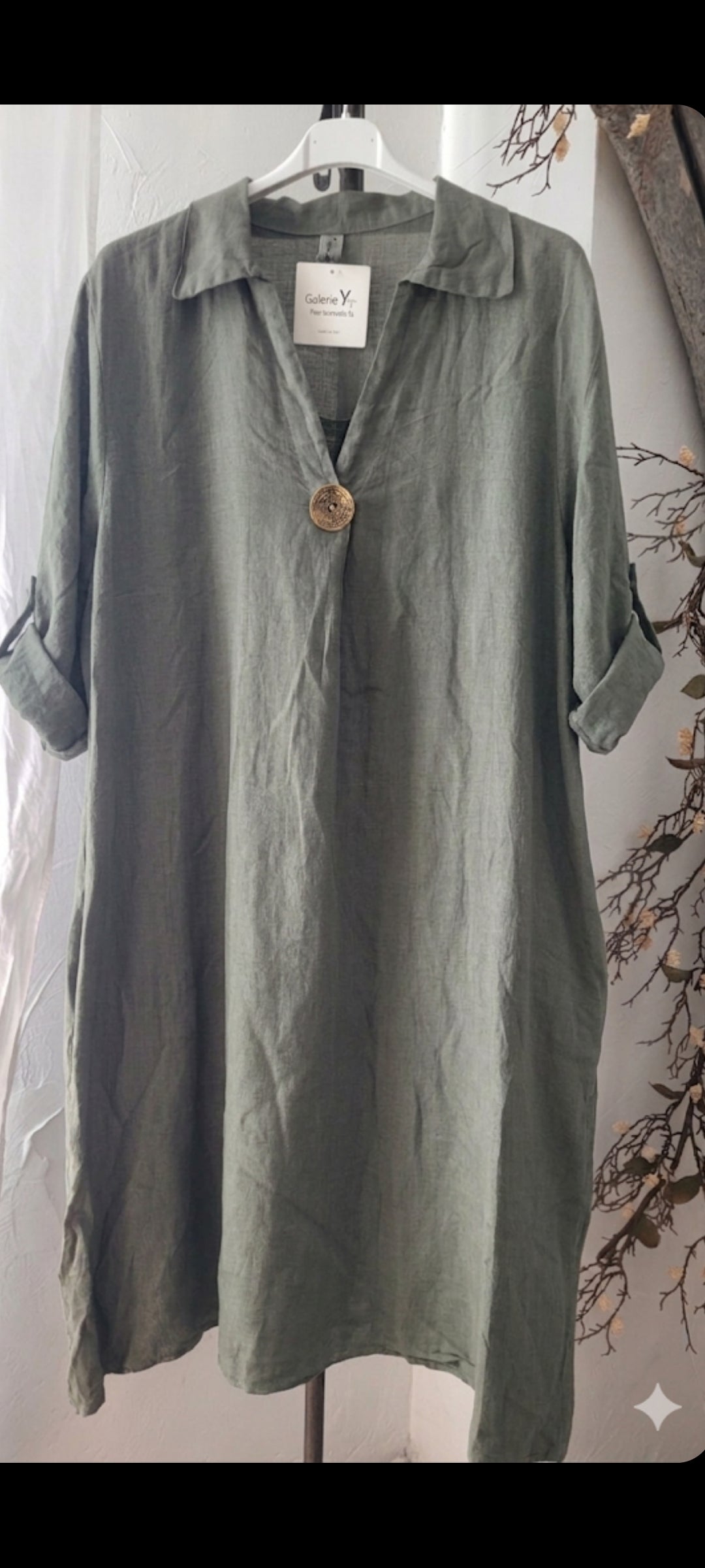 🎀 La Robe Tunique en Lin kaki