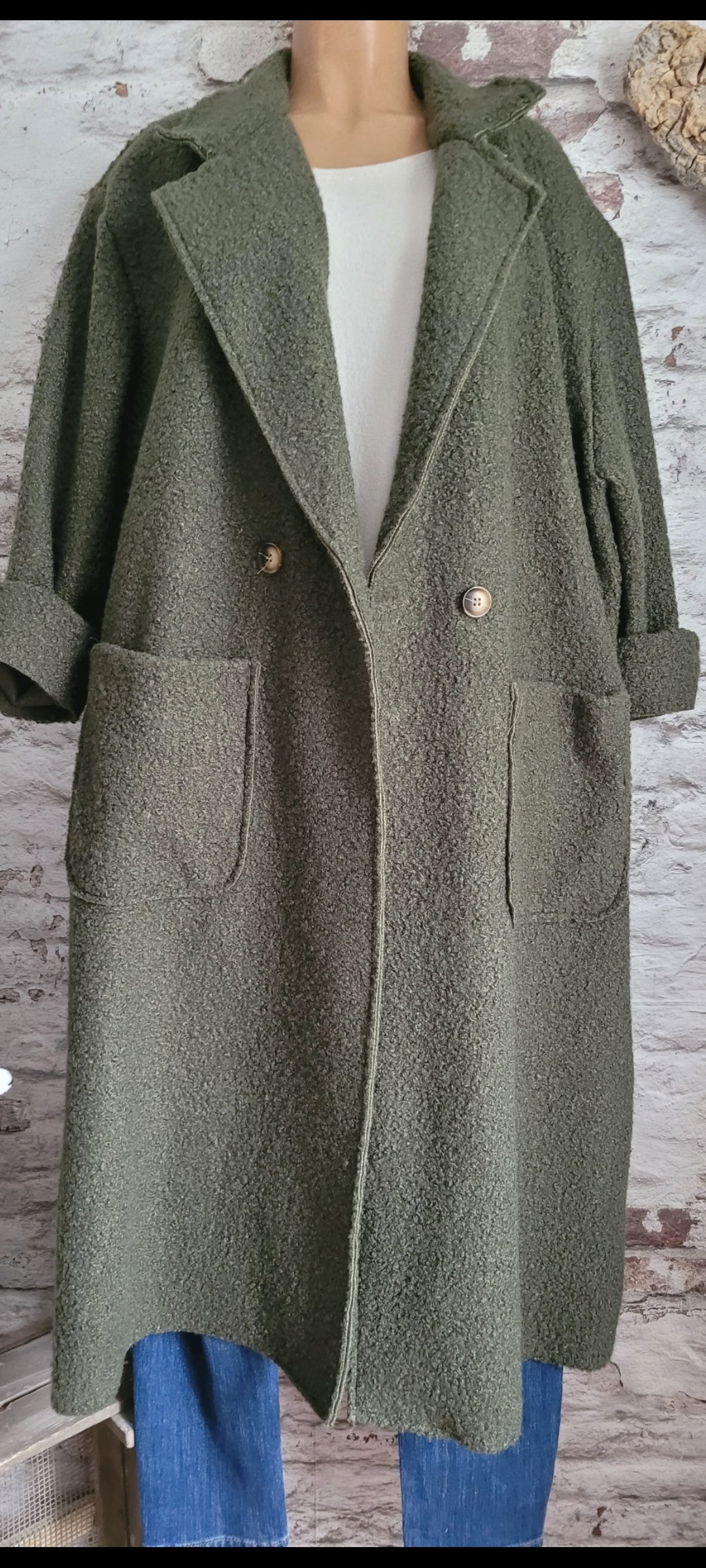 🌼 Manteau Long Texturé Laine Bouclée