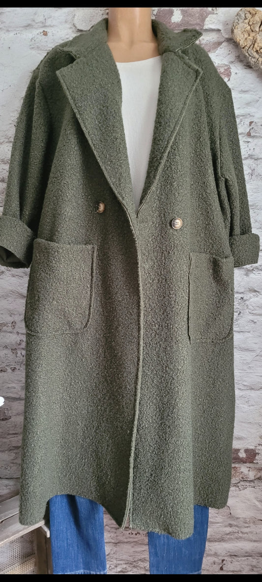 🌼 Manteau Long Texturé Laine Bouclée