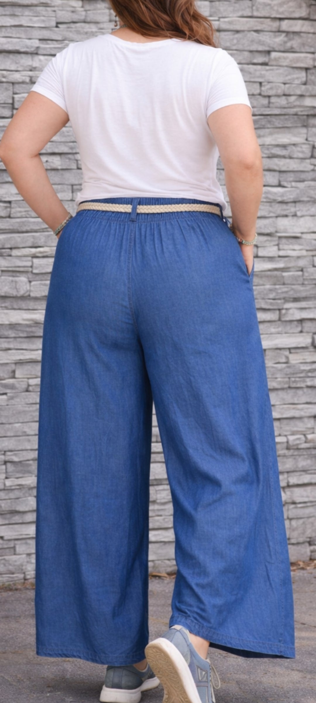 💋Pantalon Palazzo Effet Denim – Fluidité & Style Bohème