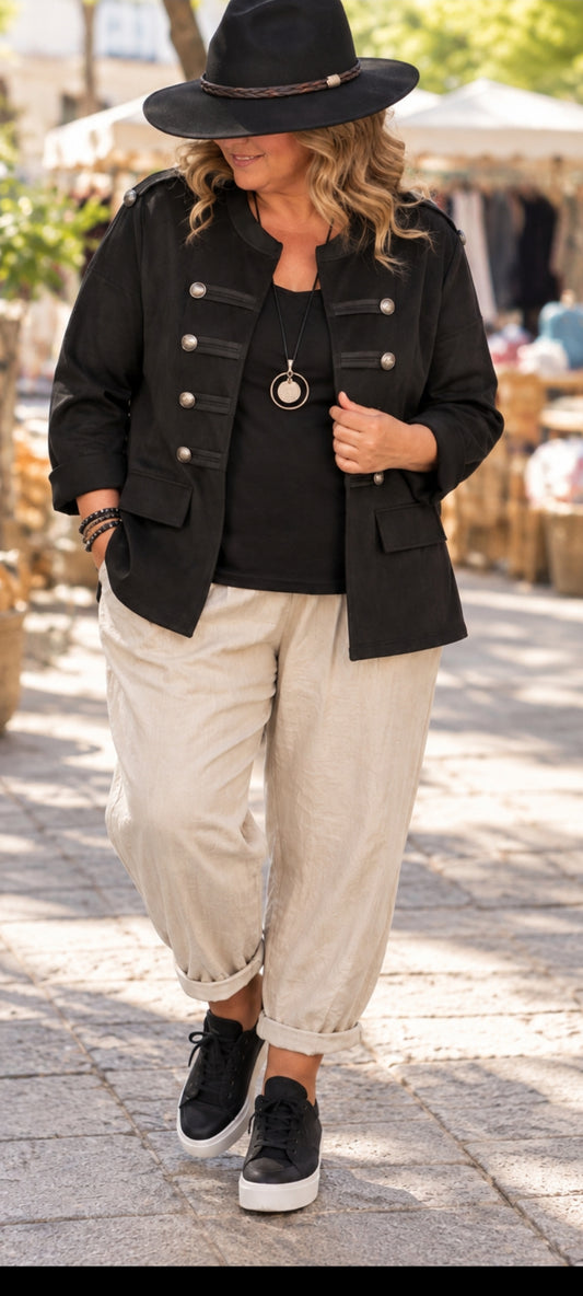 Veste Officier Oversize en Suédine