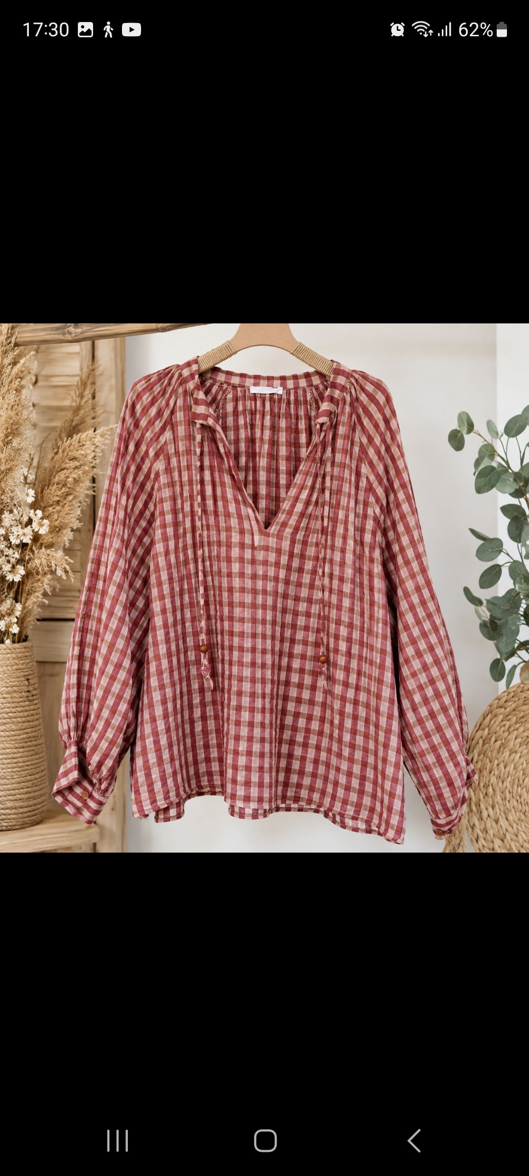 🌸 Blouse bohème à carreaux