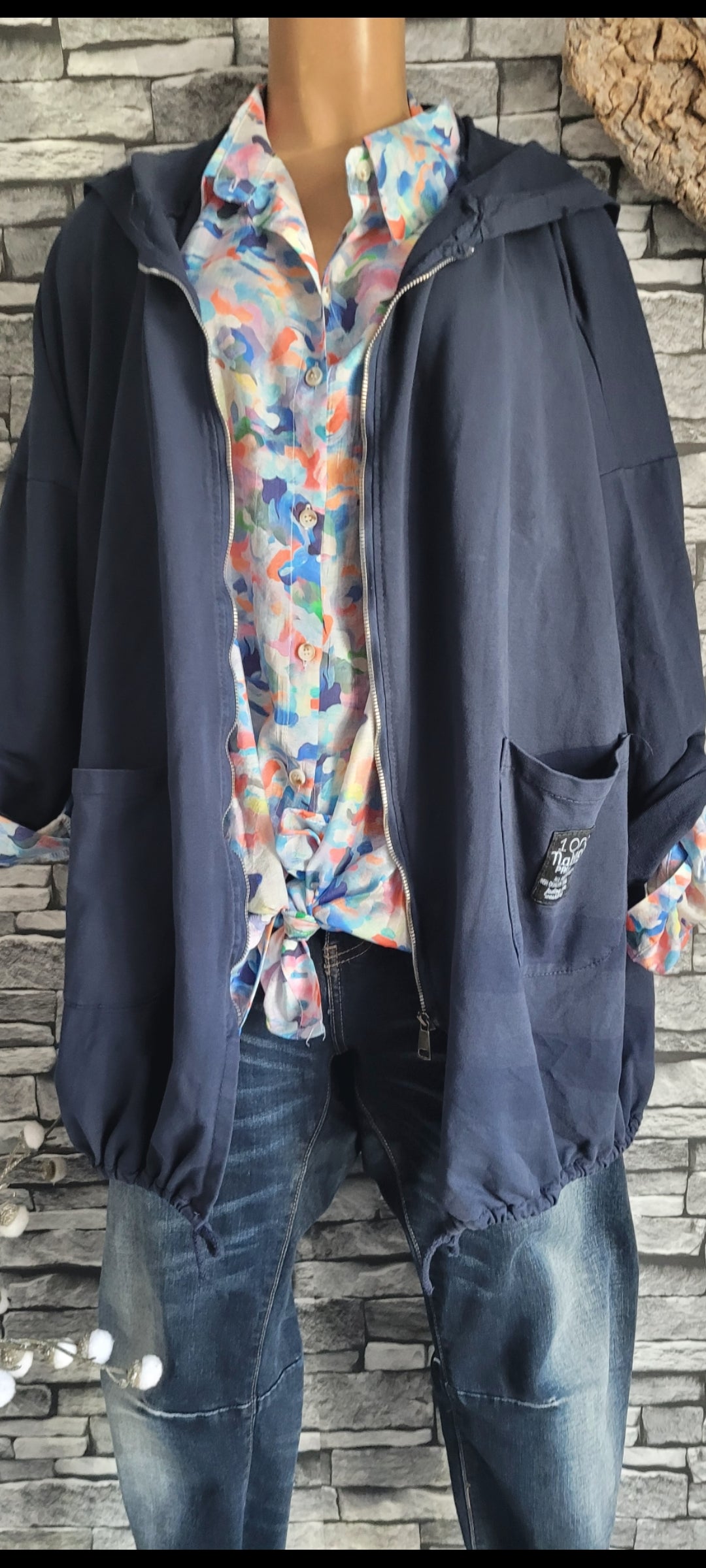 🌺 Veste Sweat à Capuche "L'Oversize Casual" – Bleu Marine