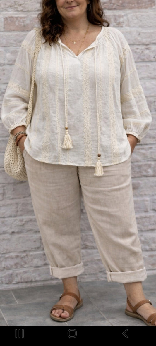 🎀Tunique bohème brodée – Confort & style naturel