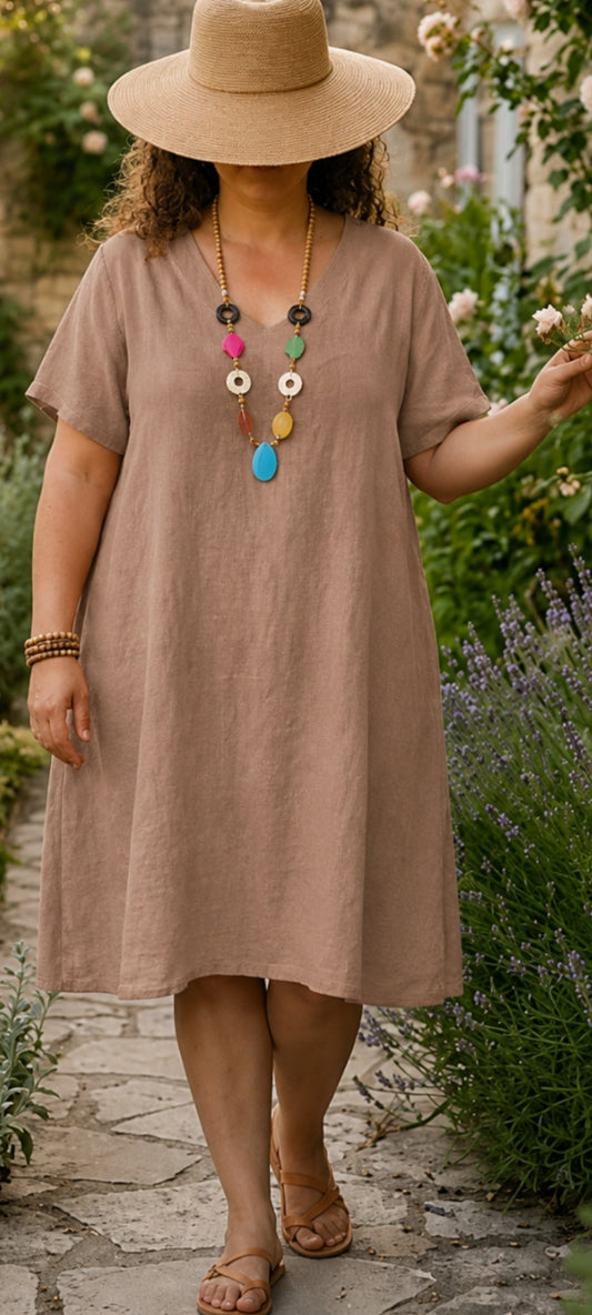 🍀 Robe  Midi en Coton & Lin – L'Esprit Bohème Chic