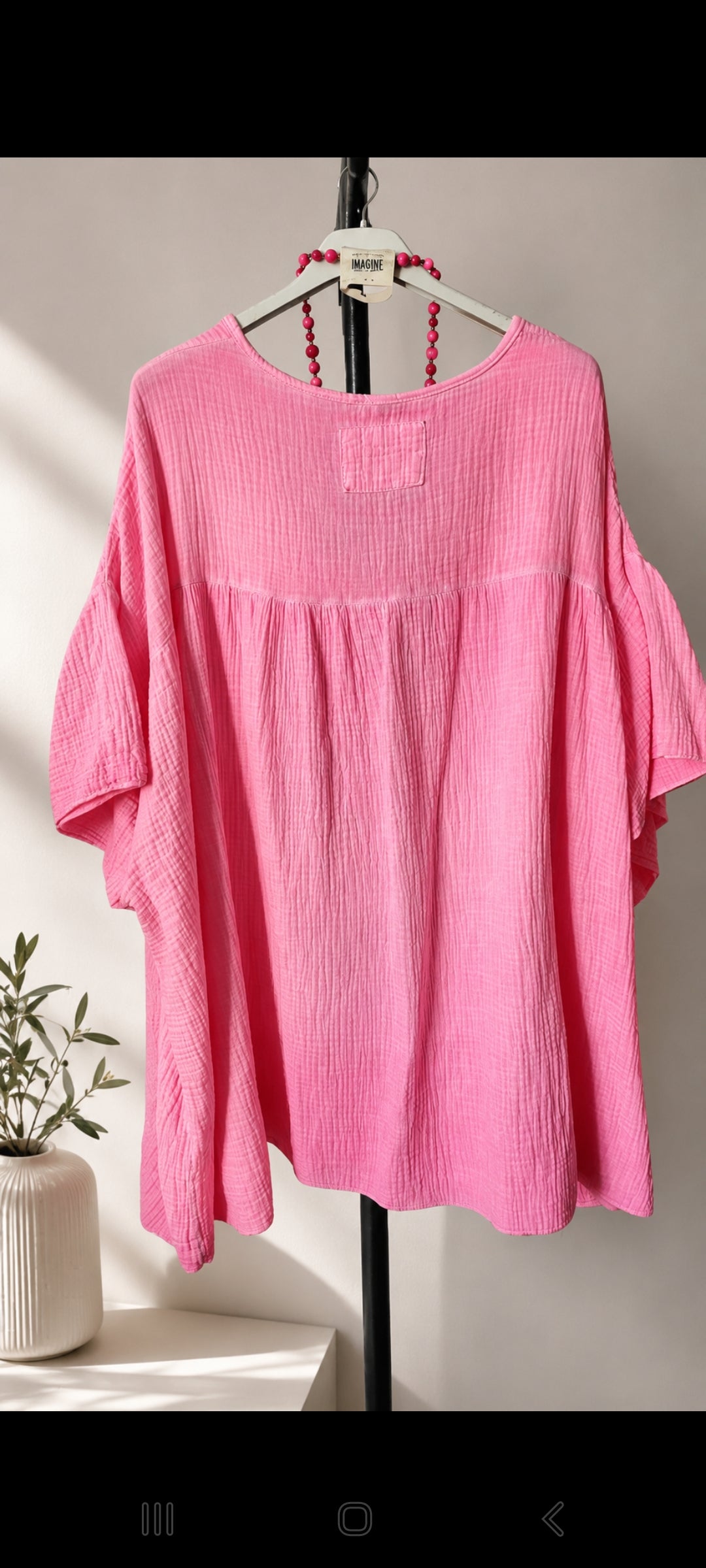 🌼 Tunique Oversize en Gaze de Coton – rose