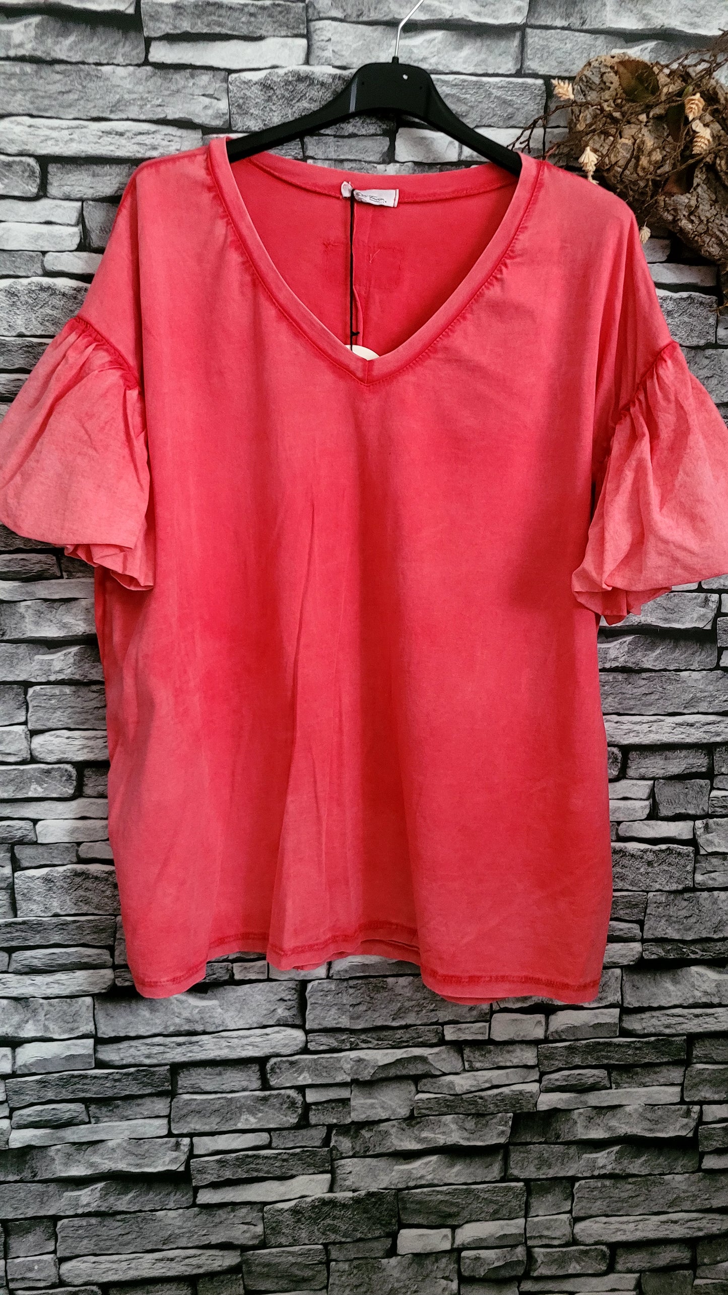 🎀Tee-shirt Rose  fushia en Coton délavé – Coupe Ample