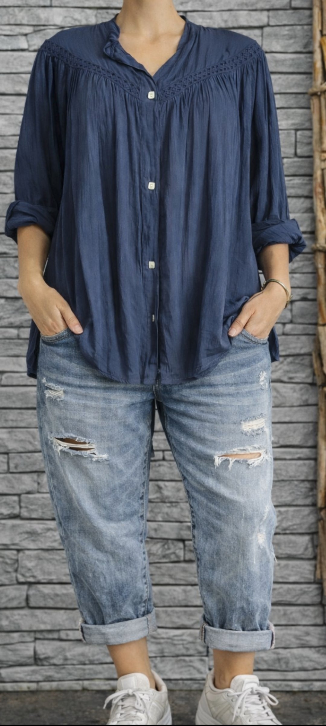 🌸Tunique Bohème "Céleste" – Bleu Nuit