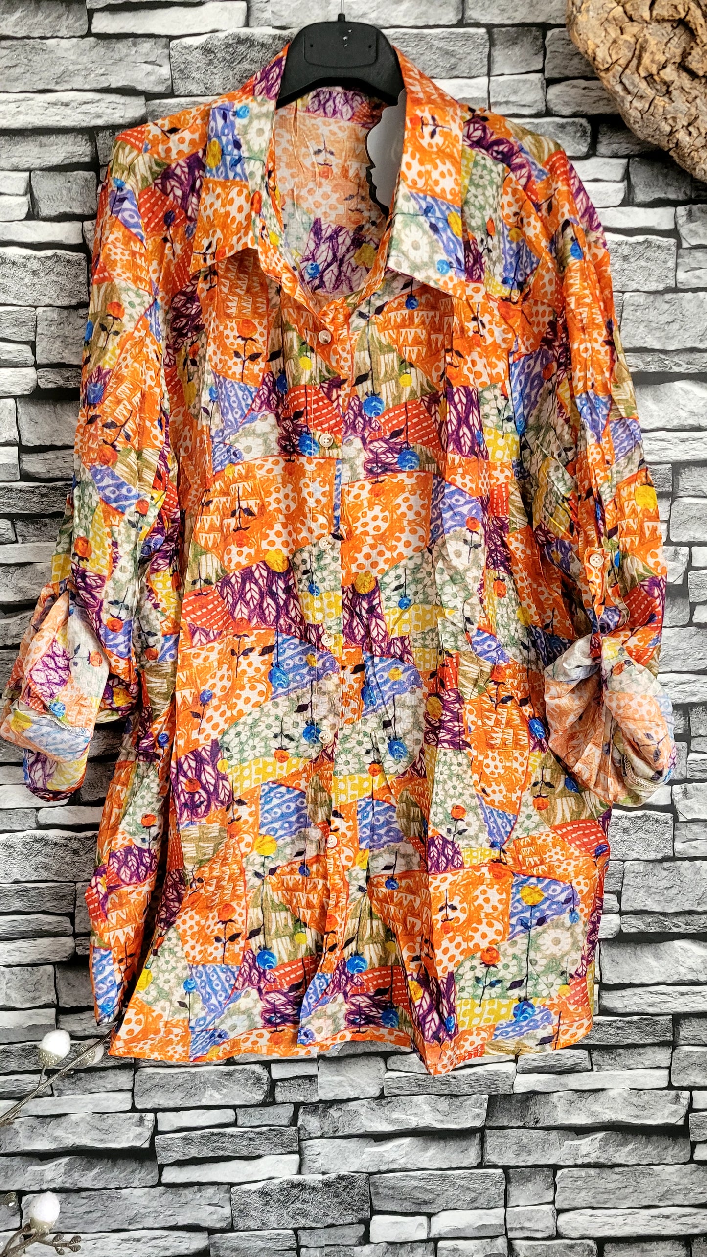 💋 Chemisier Tunique Multicolore à Imprimé Patchwork