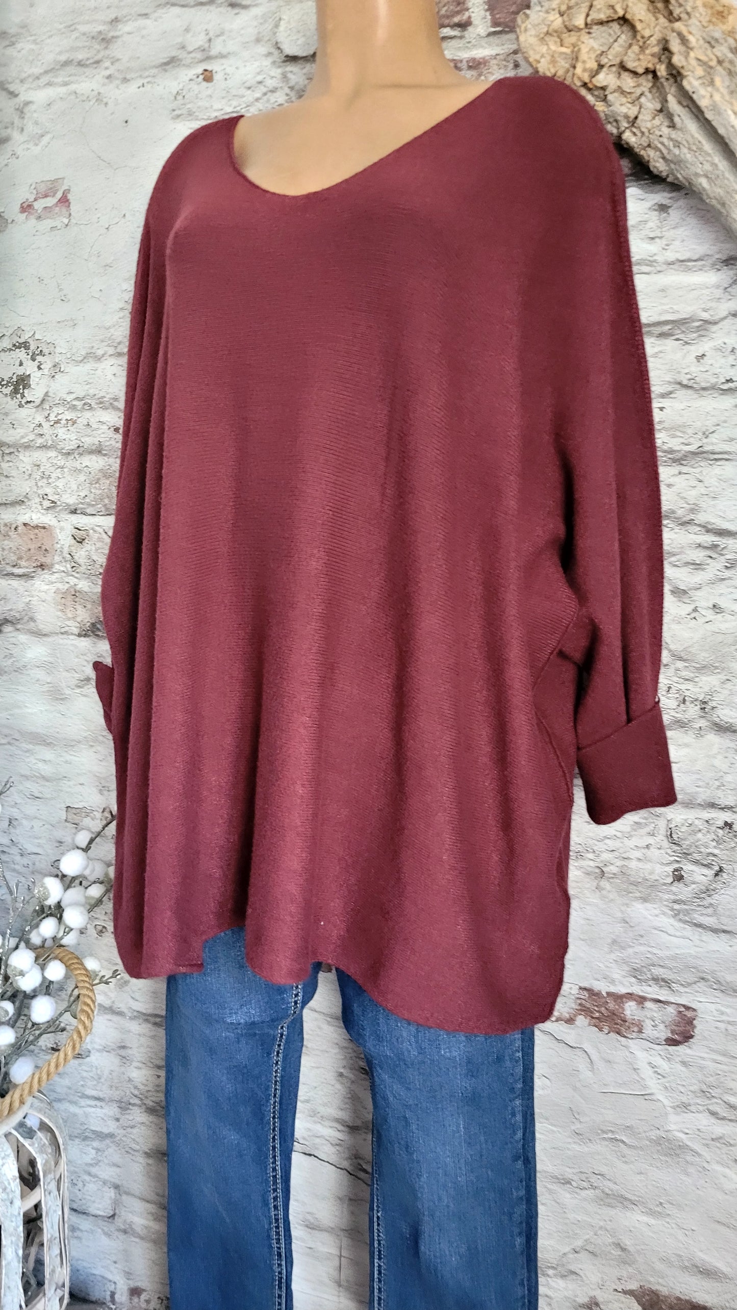 🍒 PULL OVERSIZE BORDEAUX