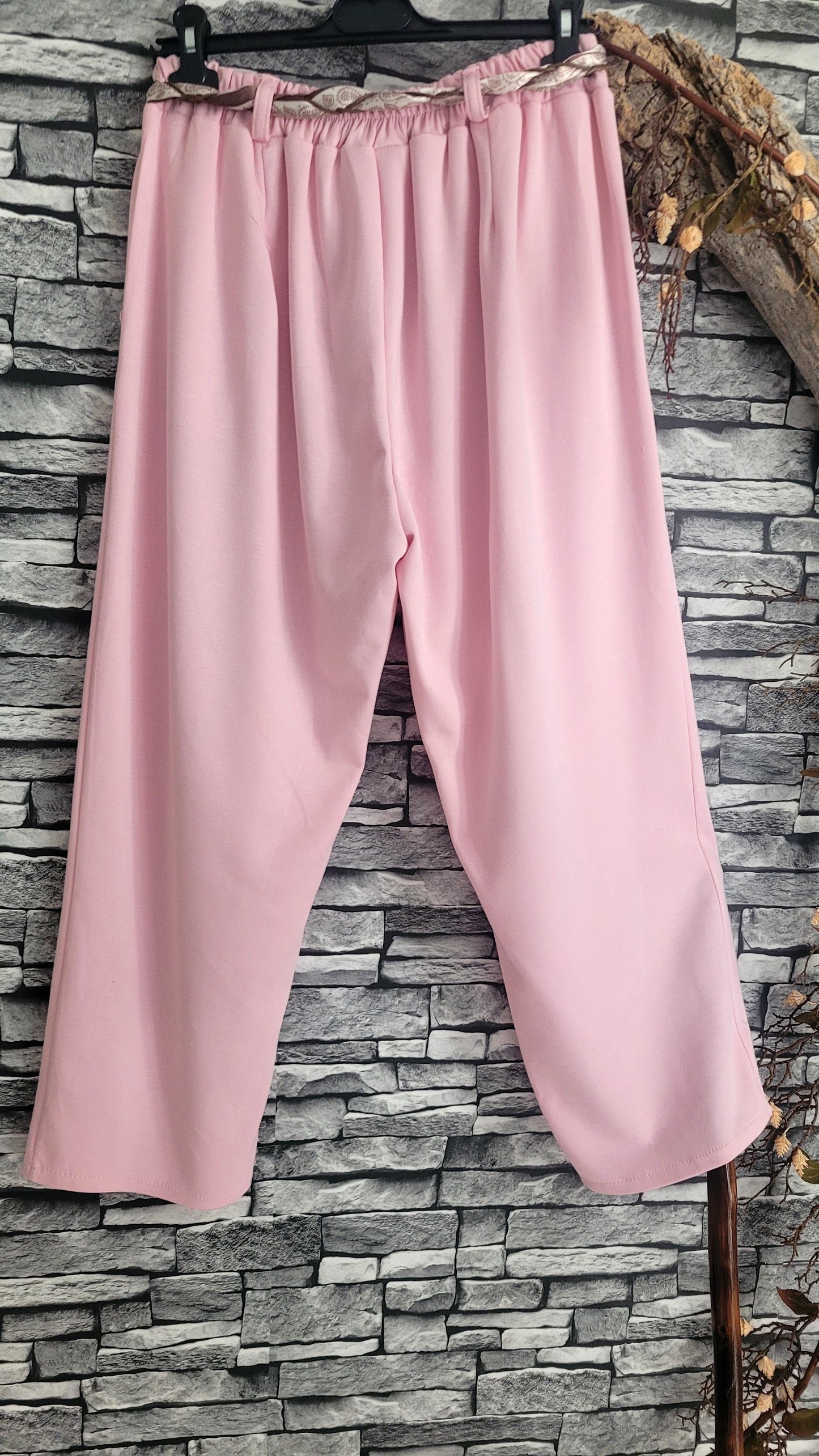 🌸 Pantalon fluide bohème – Rose poudré