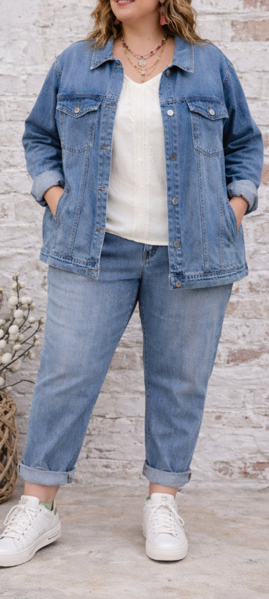🎀Veste en jean oversize – style casual bohème