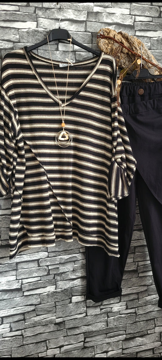 🖤Le Pull "Évasion" – Maille Légère & Style Marinière