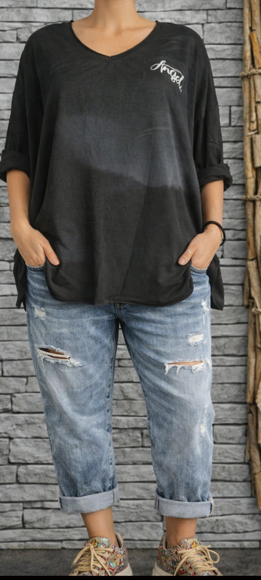 🌺 Sweat Oversize "Angel" – Look Vintage Rock