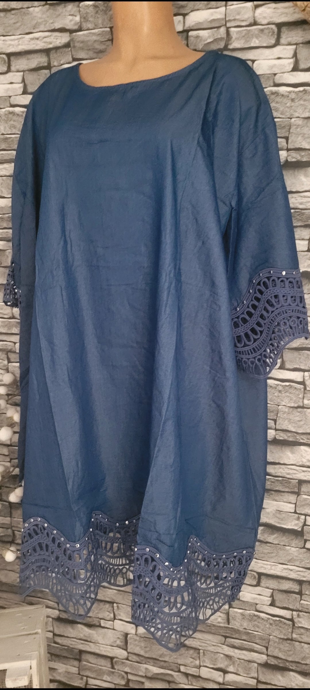 🪷Tunique Boho-Chic Denim & Dentelle