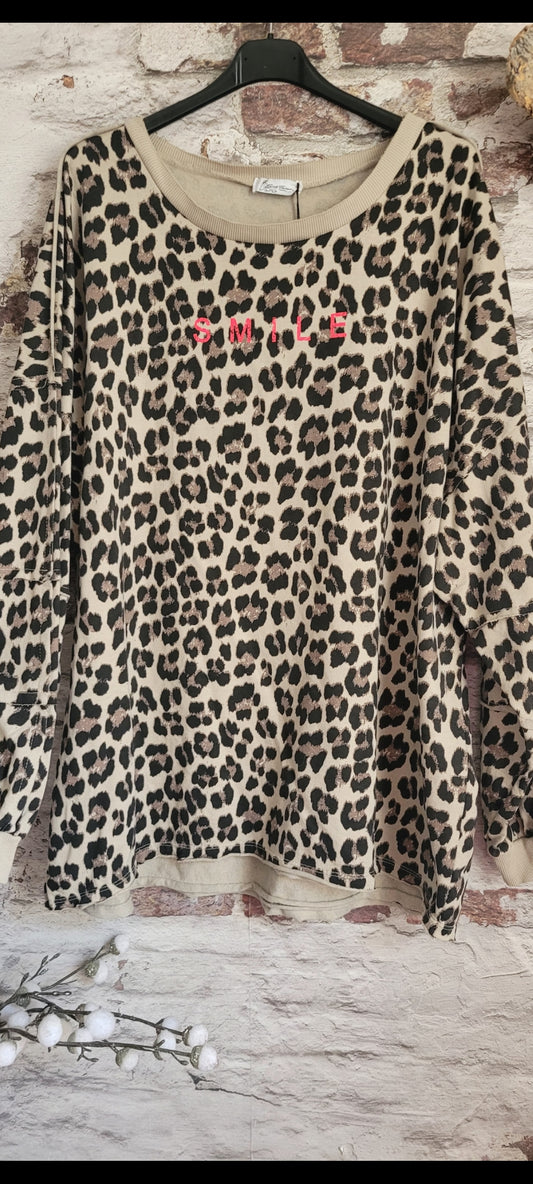 ⚜️ Sweat Oversize Léopard "SMILE"