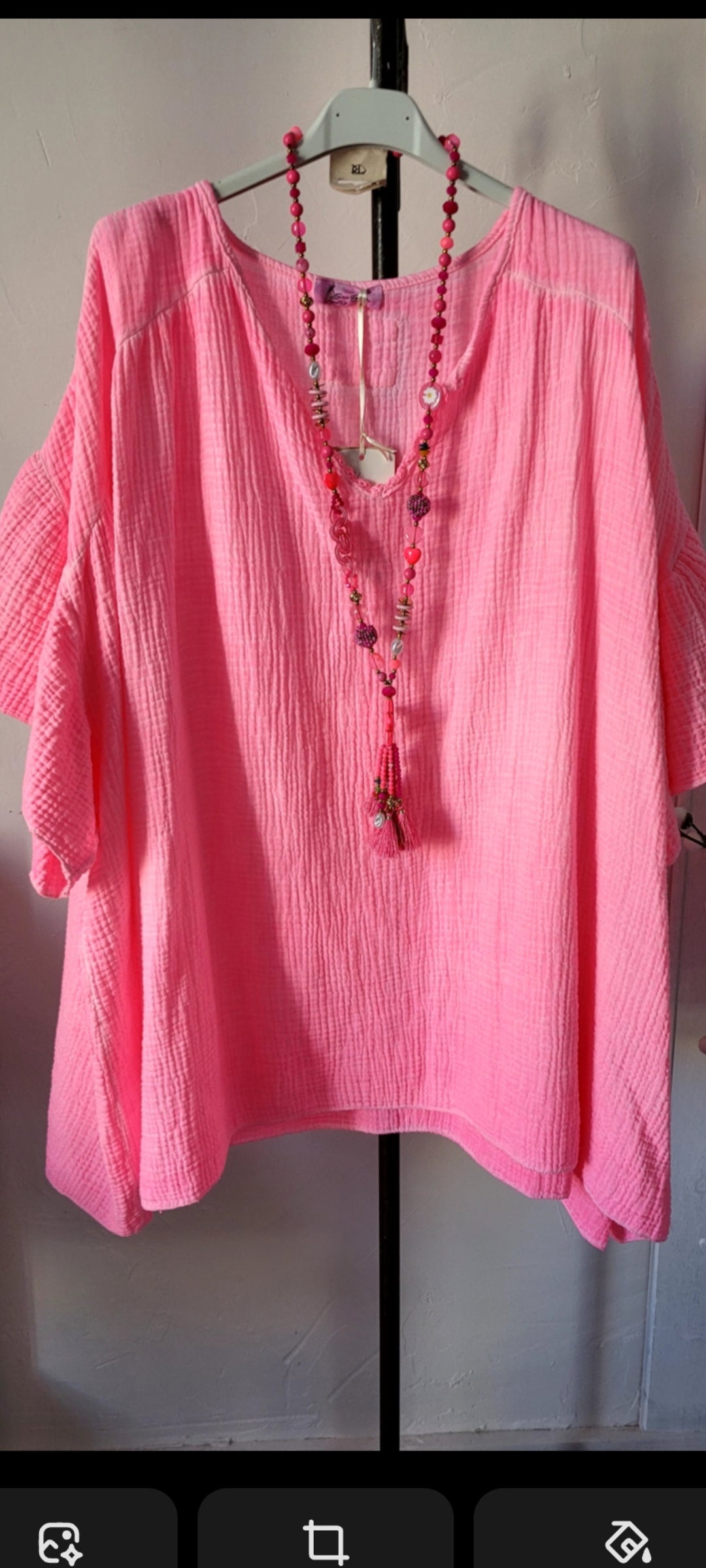 🌼 Tunique Oversize en Gaze de Coton – rose
