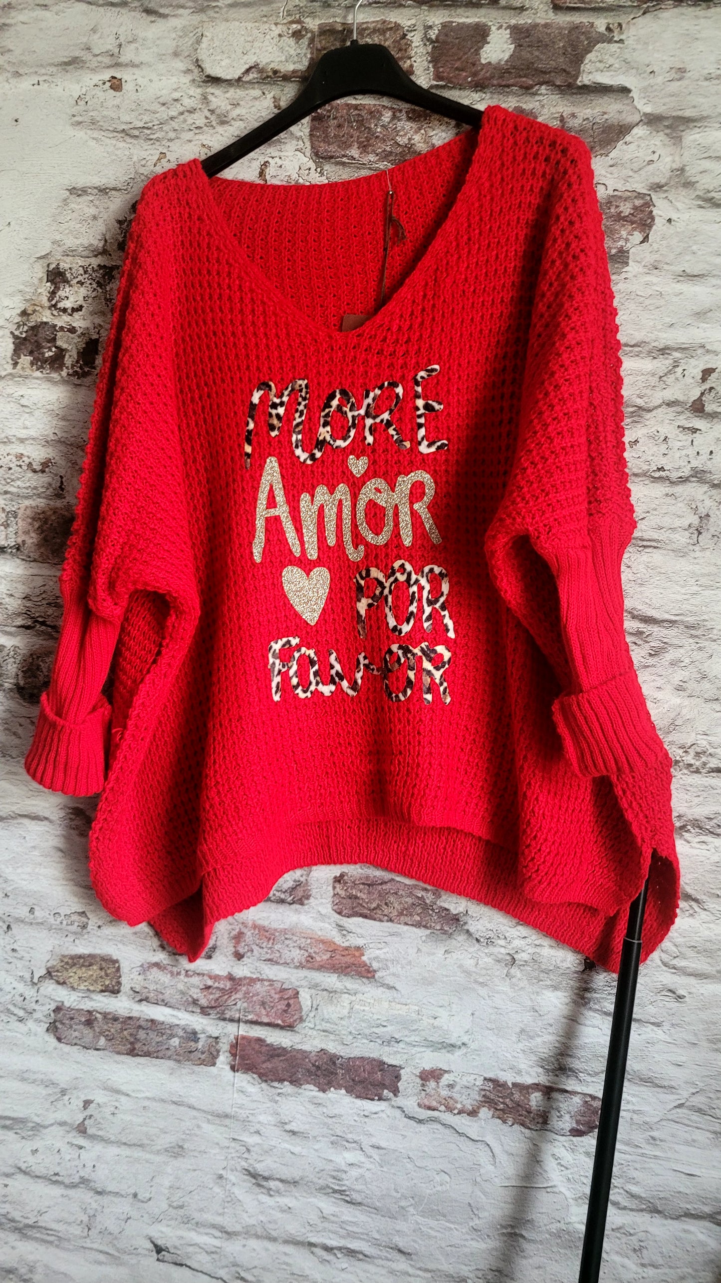 Pull Oversize rouge « More Amor