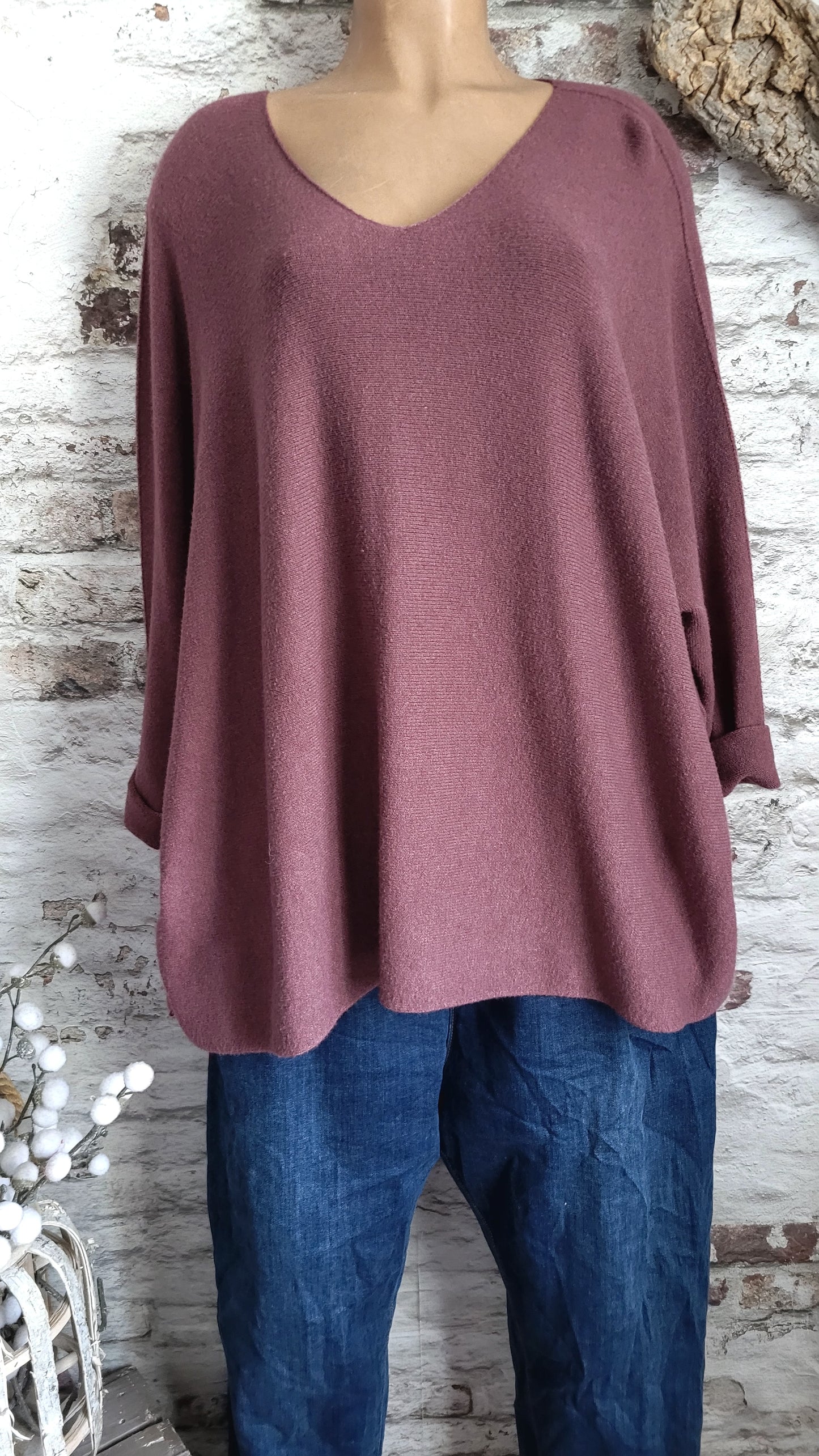 🍒 Pull oversize vieux rose