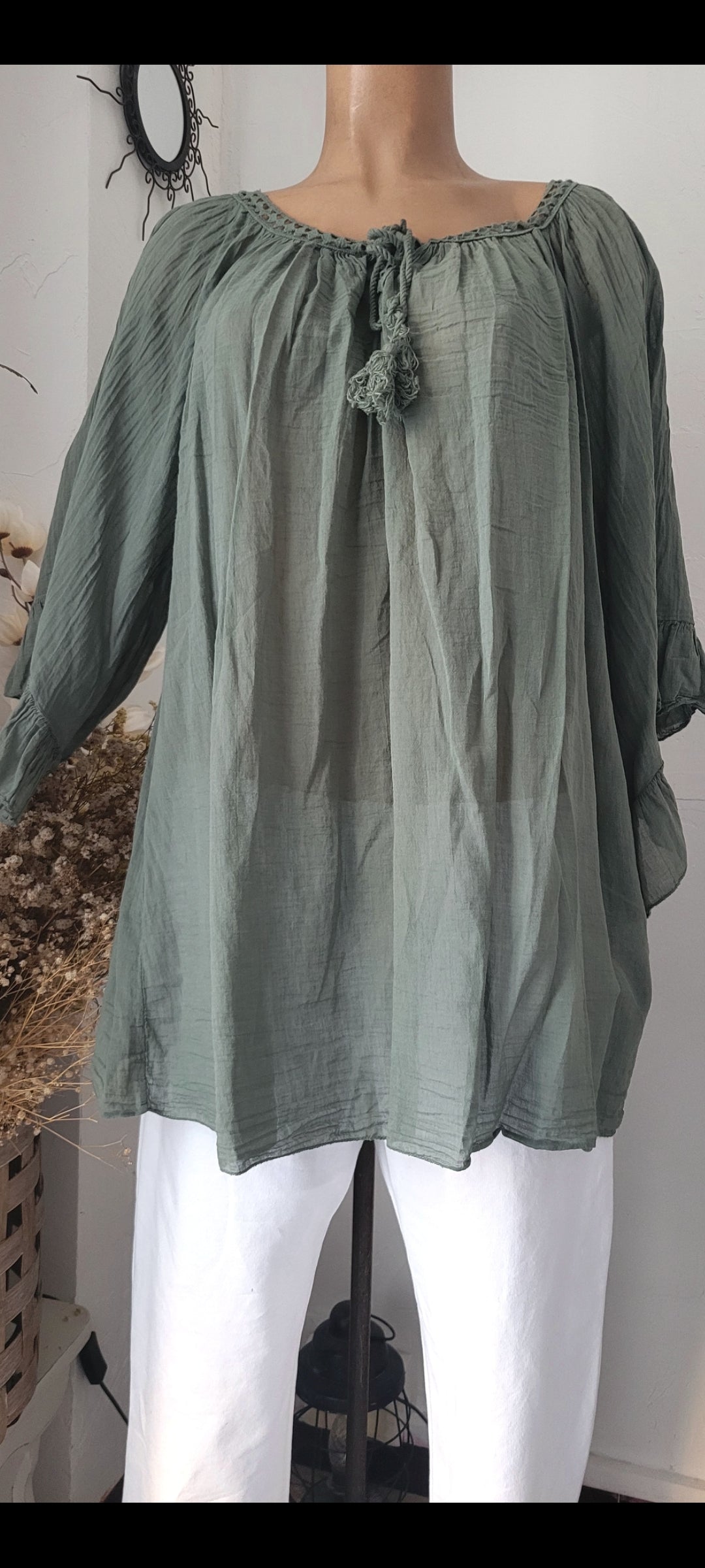 🎀Tunique Bohème Azur – Coupe Évasée