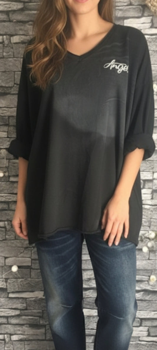 🌺 Sweat Oversize "Angel" – Look Vintage Rock