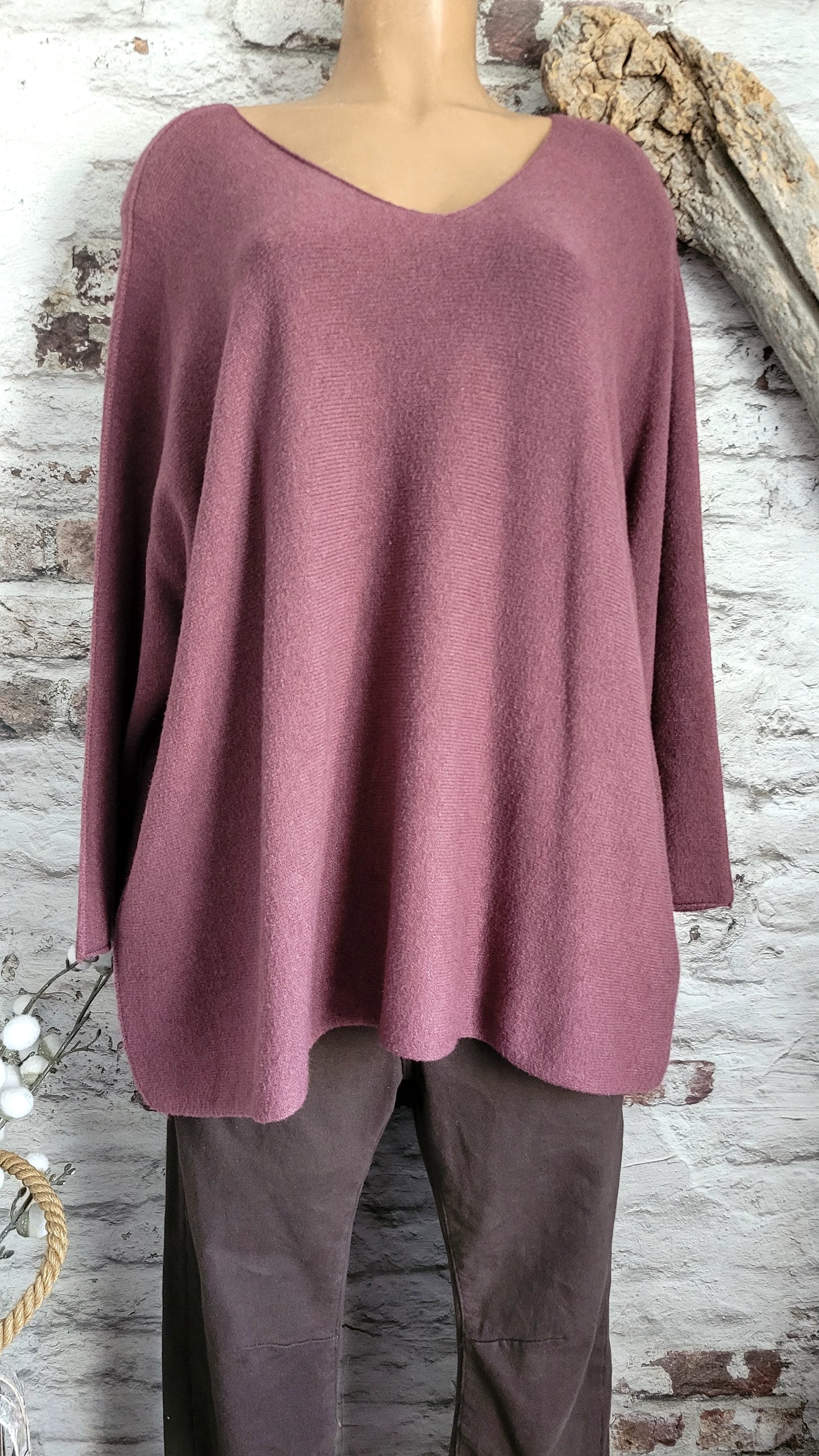 🍒 Pull oversize vieux rose