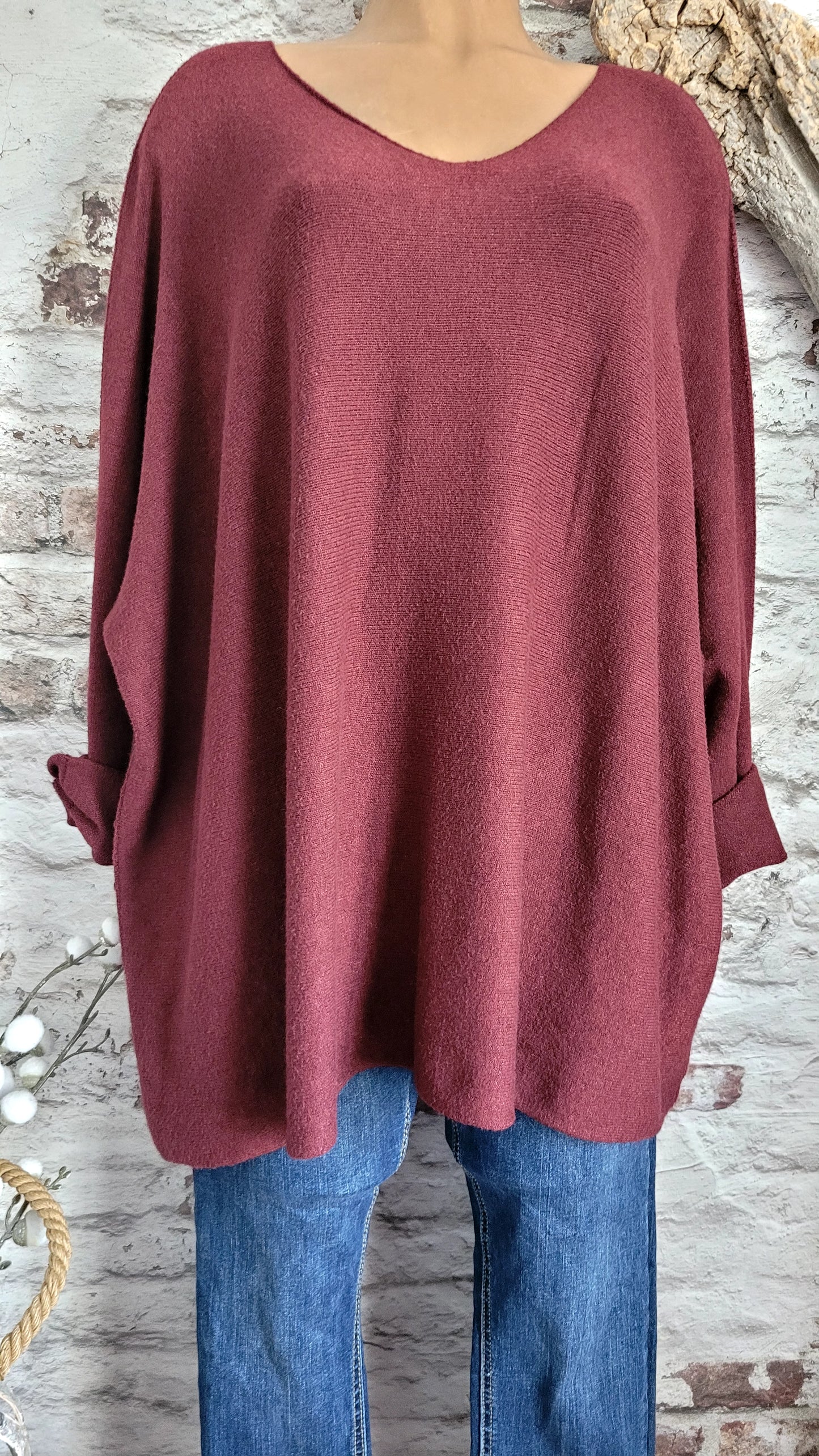🍒 PULL OVERSIZE BORDEAUX