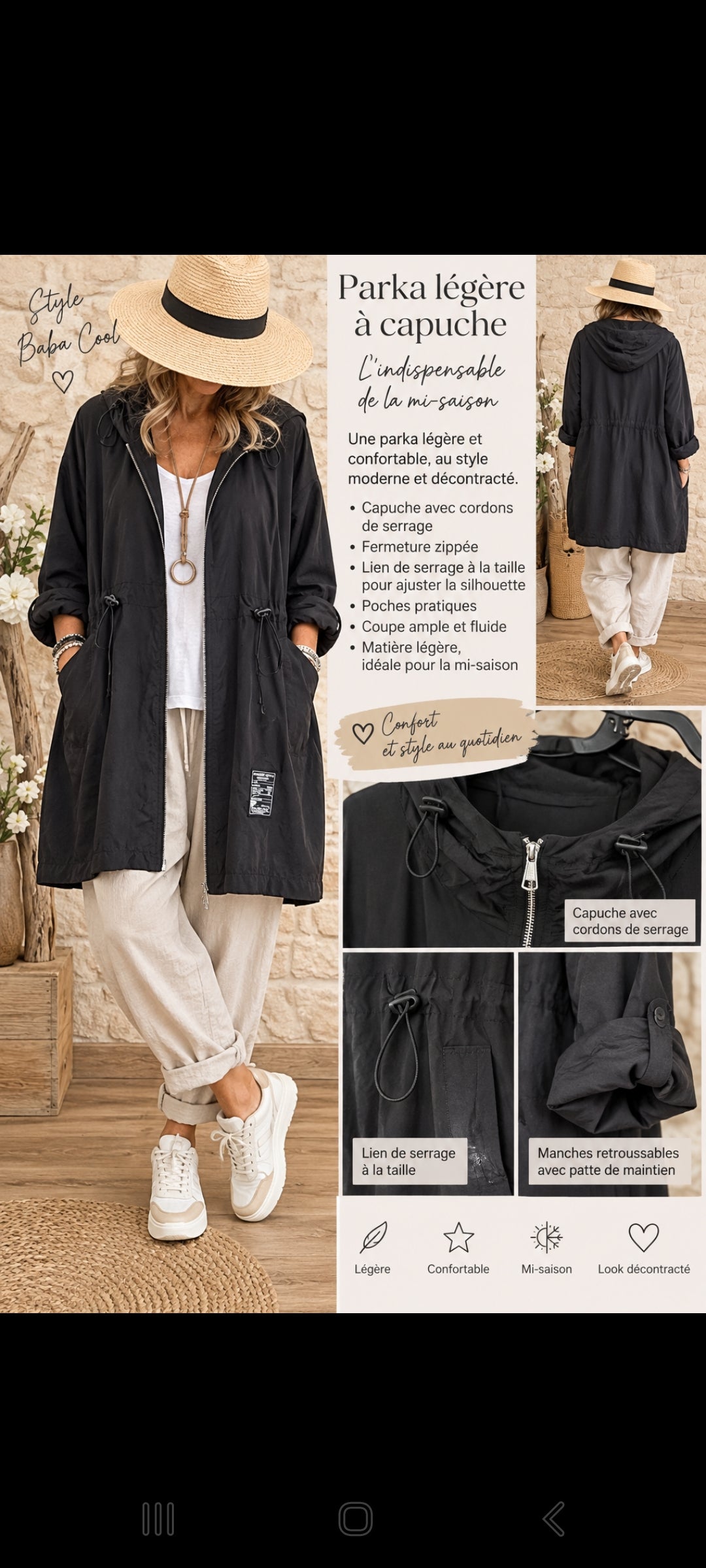 Parka Léger à Capuche