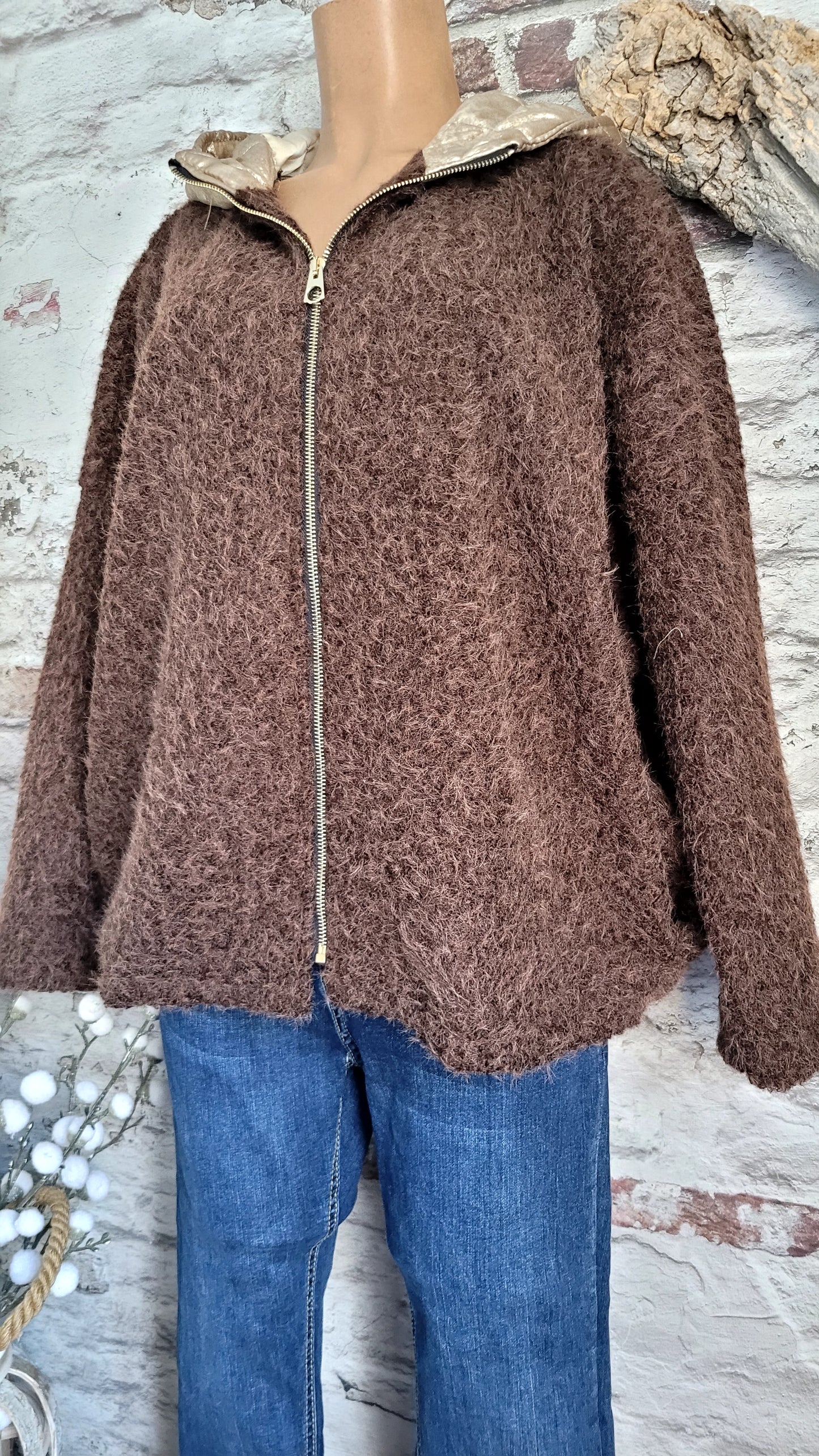 🌺 VESTE OR & Marron