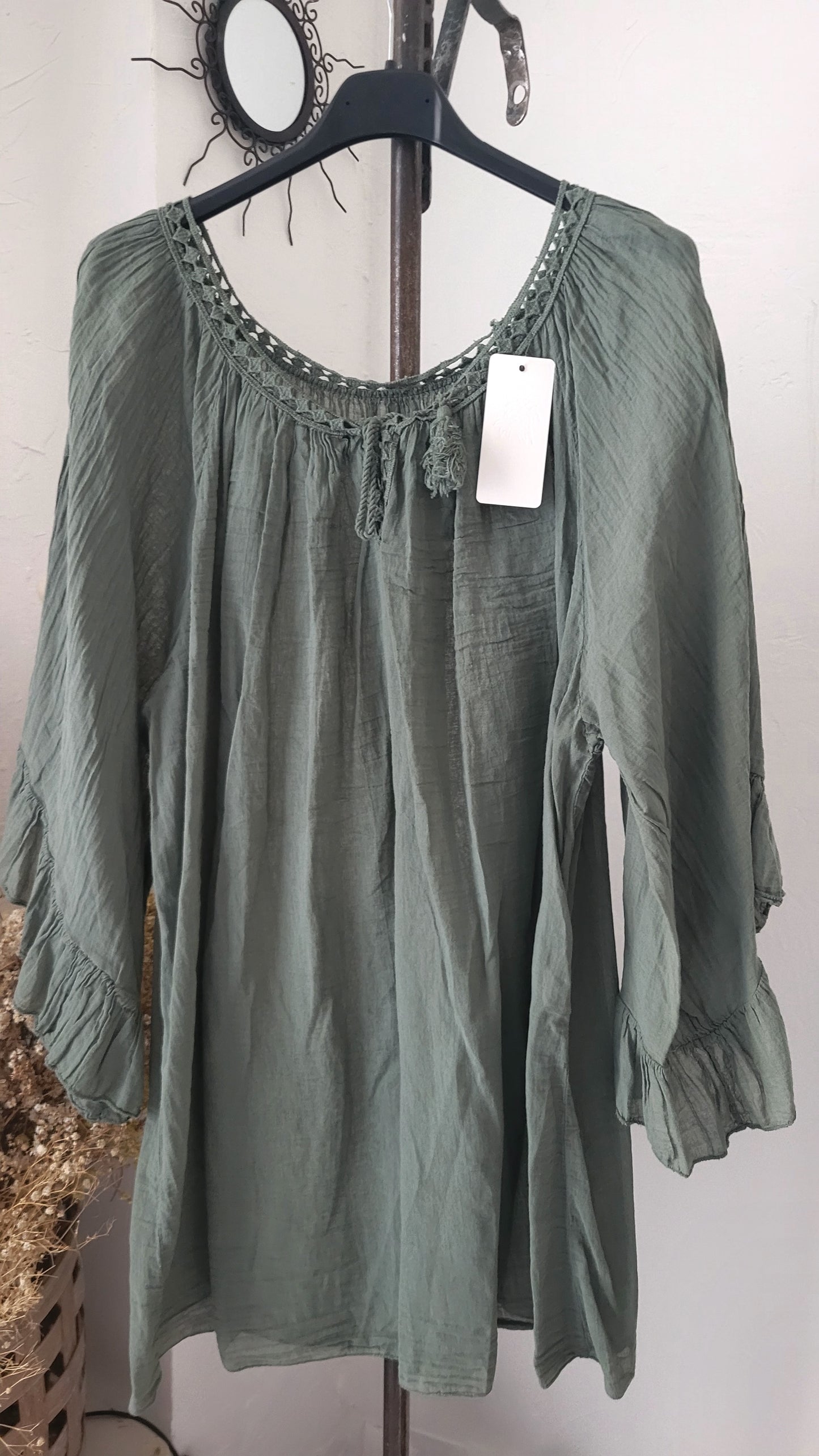 🎀Tunique Bohème Azur – Coupe Évasée