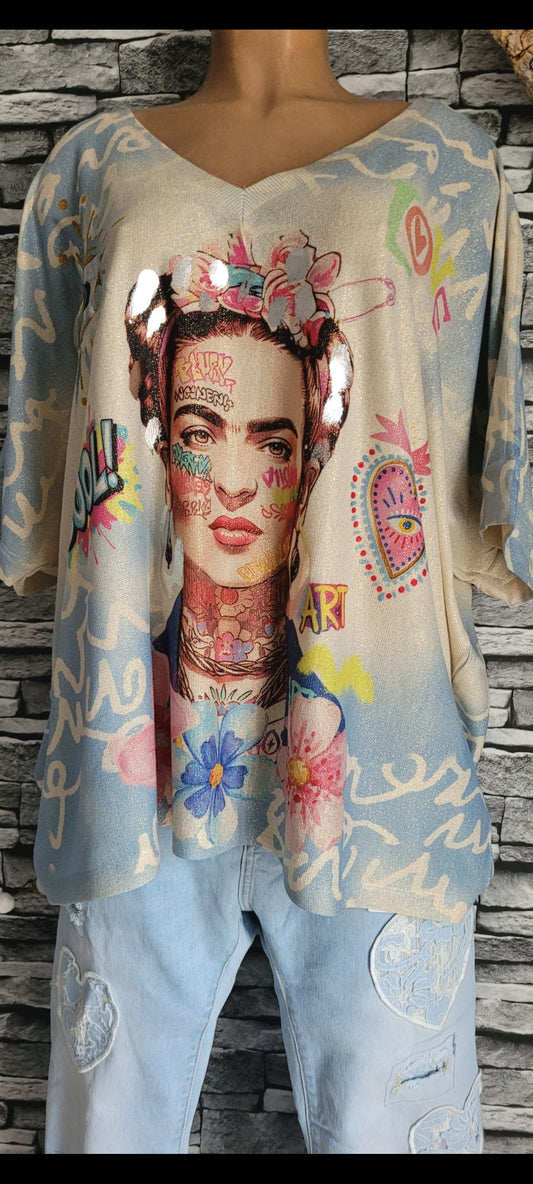 🌺 Top Lurex "Frida Art" – Éclat & Style