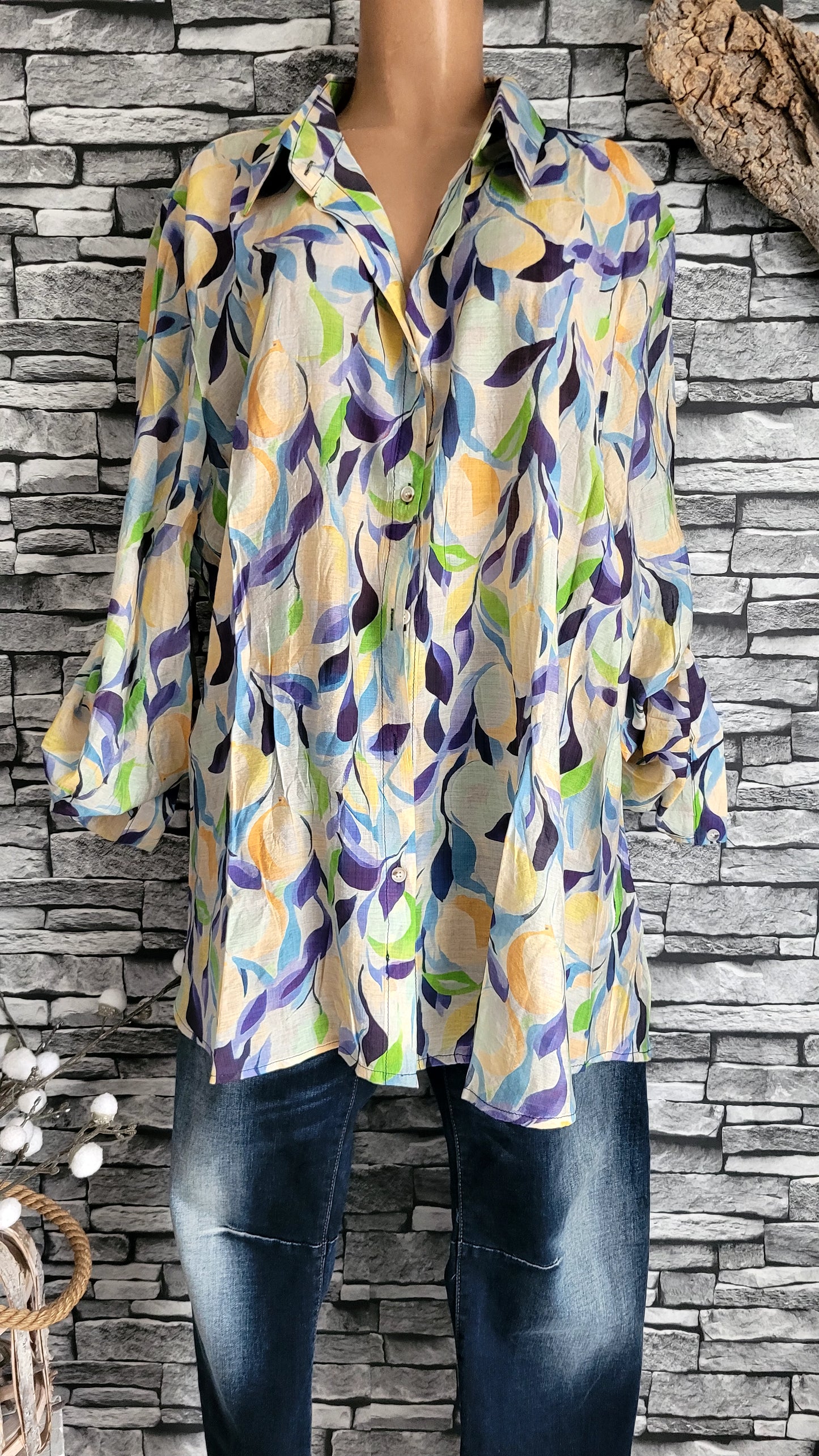 🌺 Chemise Fluide Artistique – Viscose & Tencel