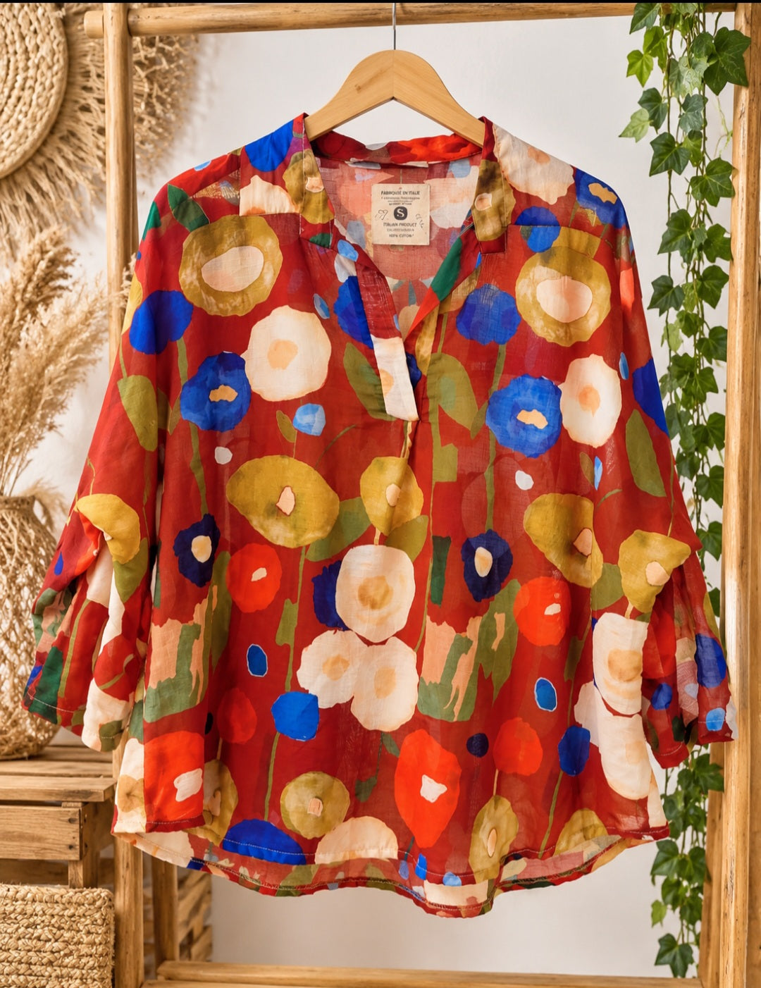 Blouse fleurie 100 % coton – Style bohème