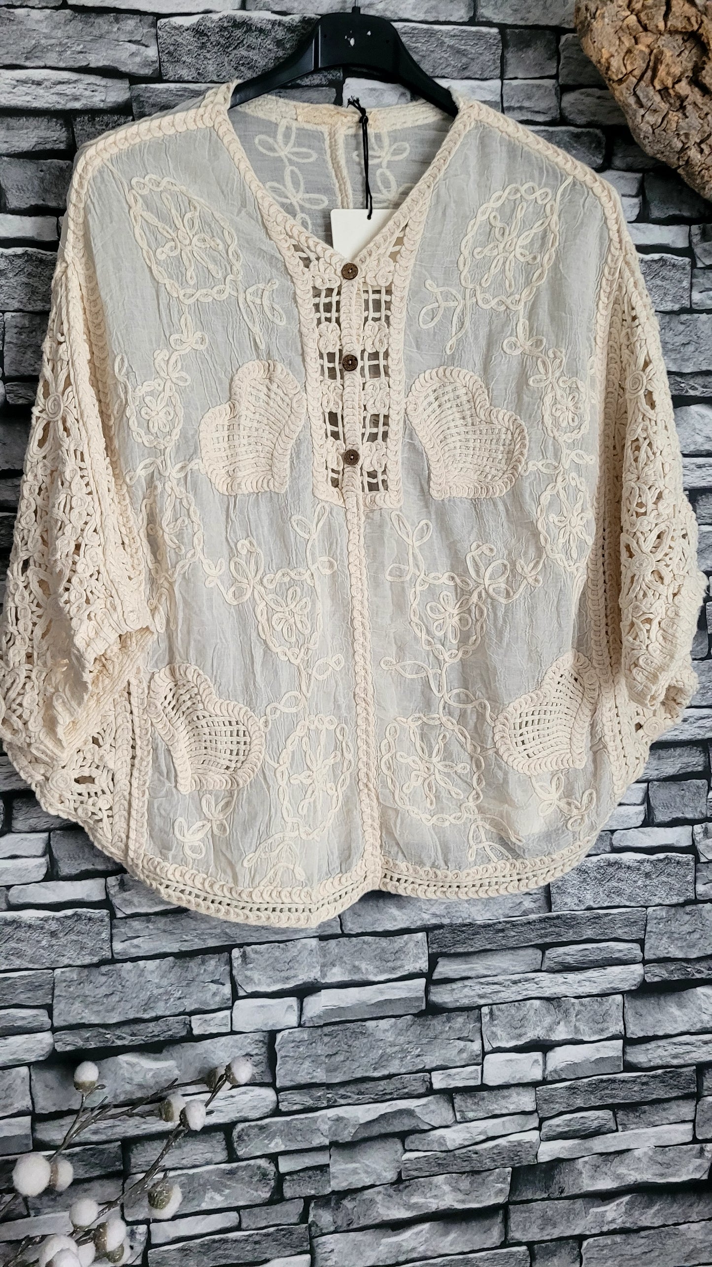 🌸 Haut Bohème en Crochet et Broderie Anglaise