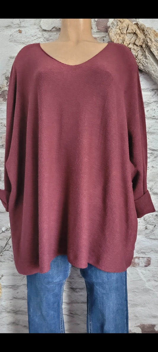 🍒 PULL OVERSIZE BORDEAUX