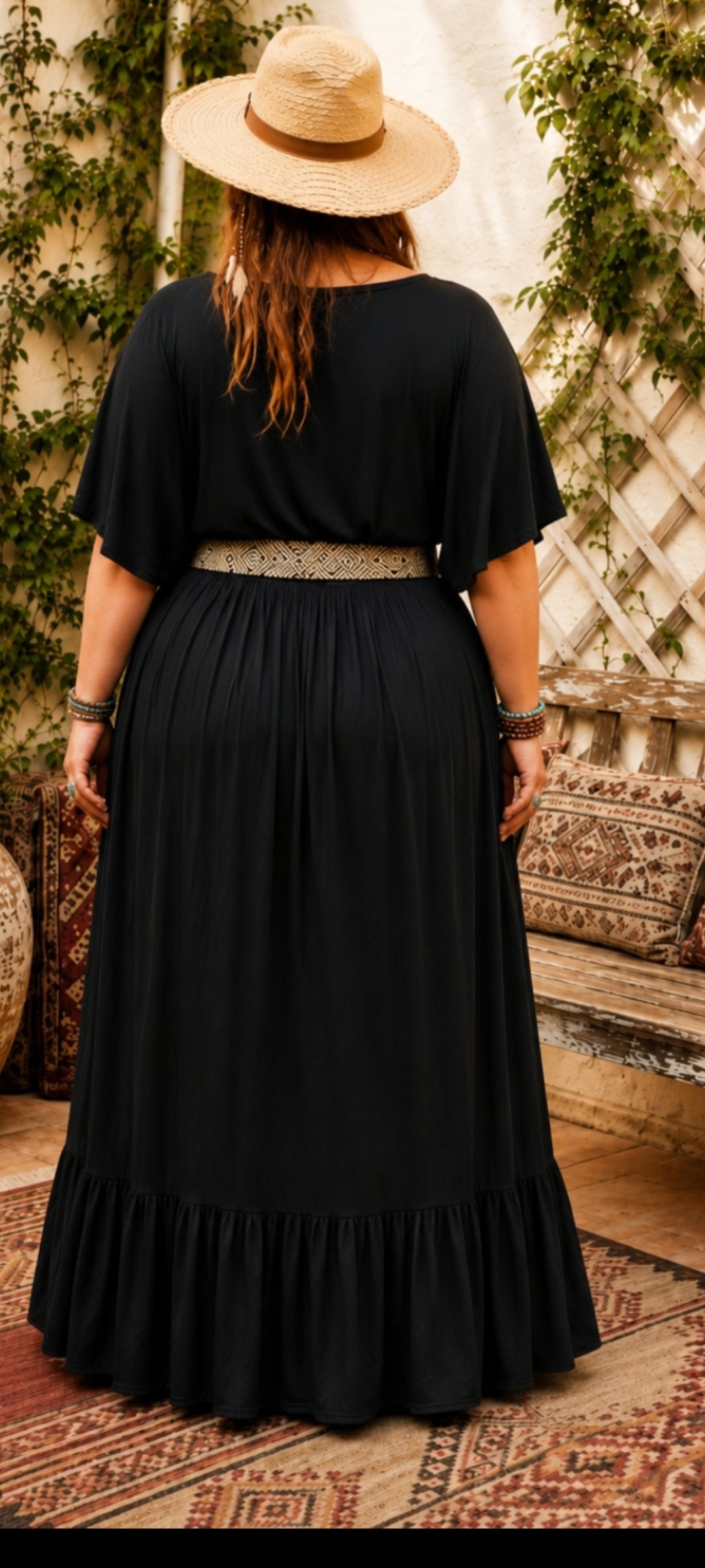 💋 Robe Longue Bohème Chic Grande Taille – Noir