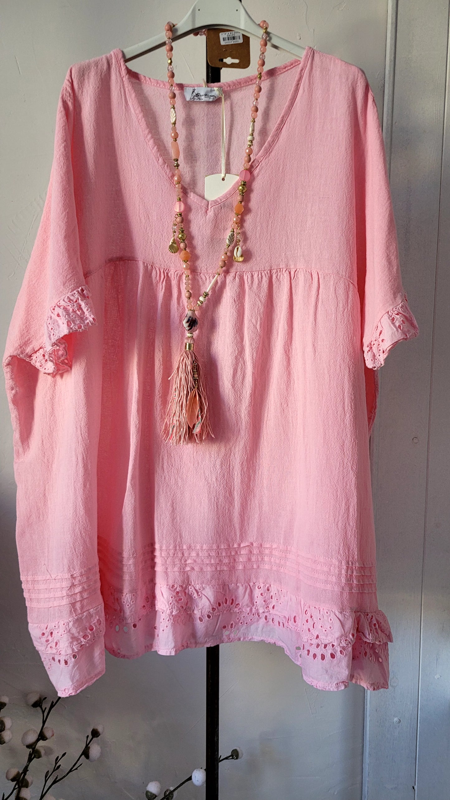 🌺 Tunique Bohème Chic – rose poudré