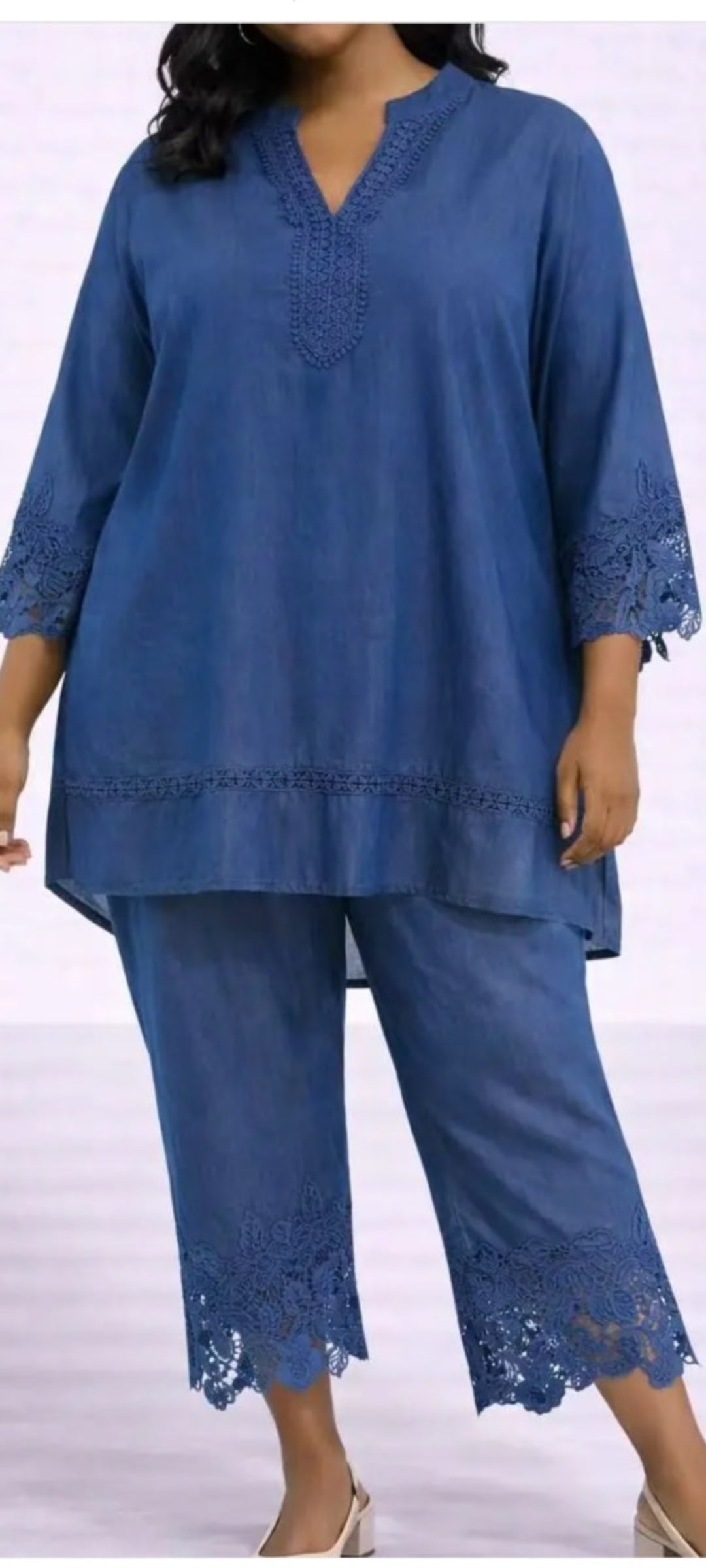 🎀 Tunique Bohème Indigo en Coton & Polyester