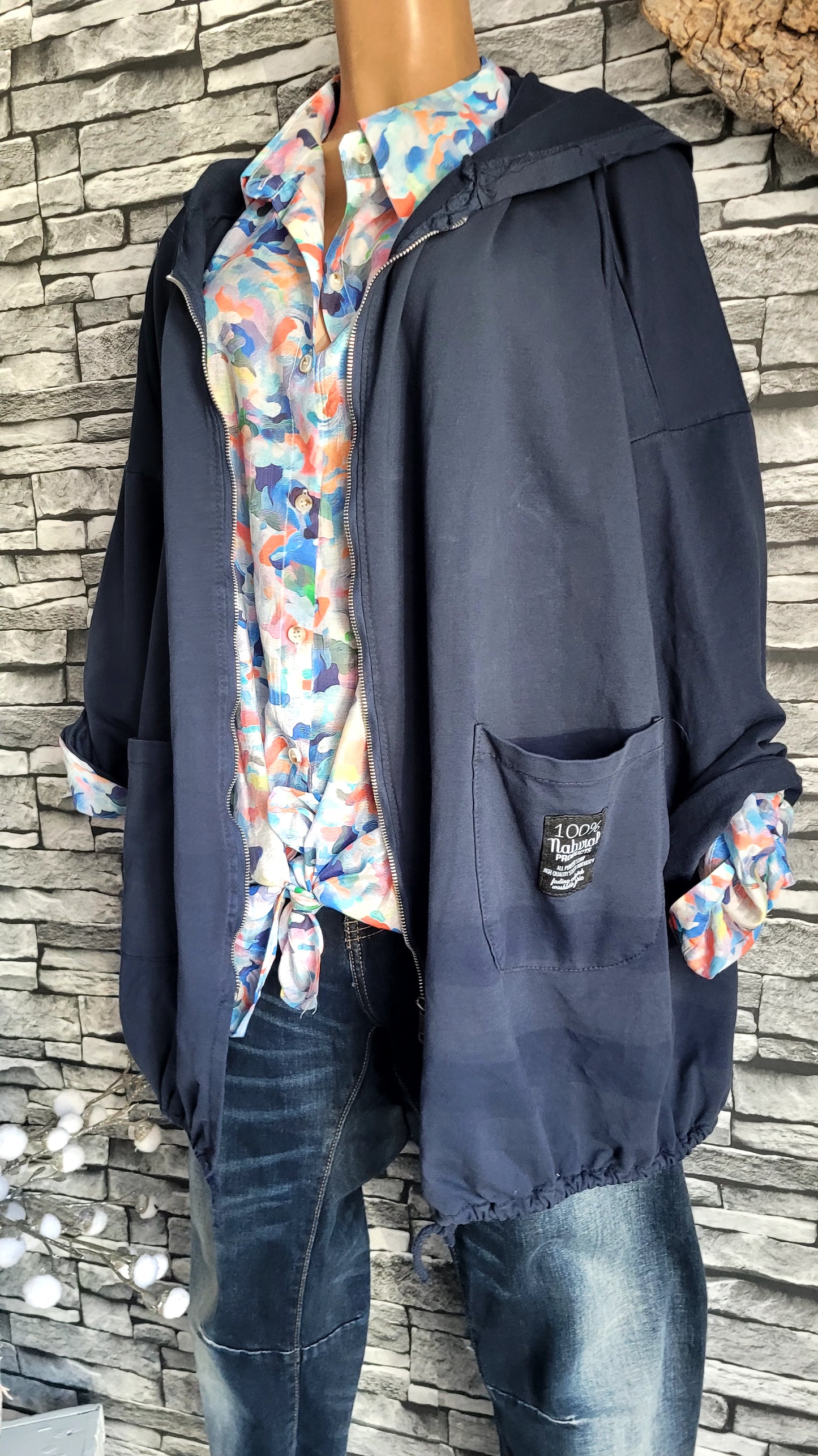 🌺 Veste Sweat à Capuche "L'Oversize Casual" – Bleu Marine