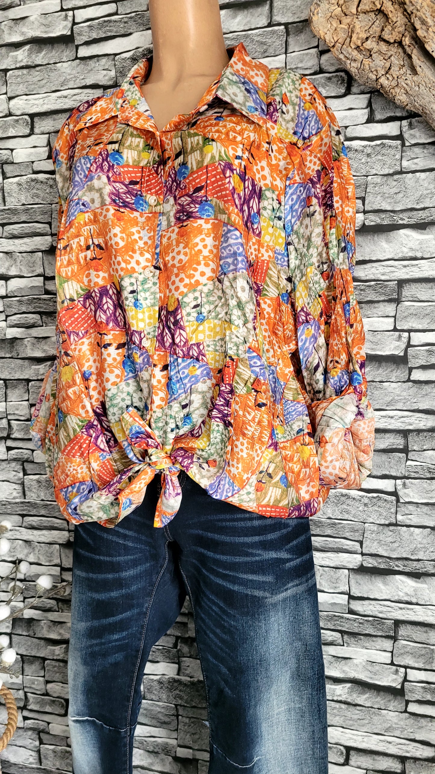 💋 Chemisier Tunique Multicolore à Imprimé Patchwork