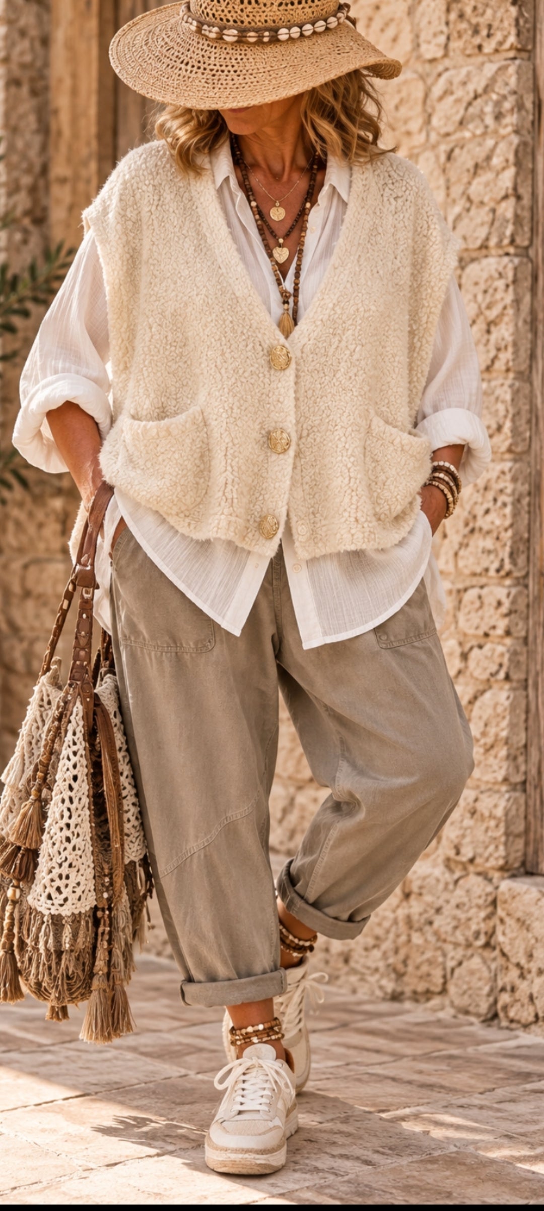 Gilet bohème alpaga