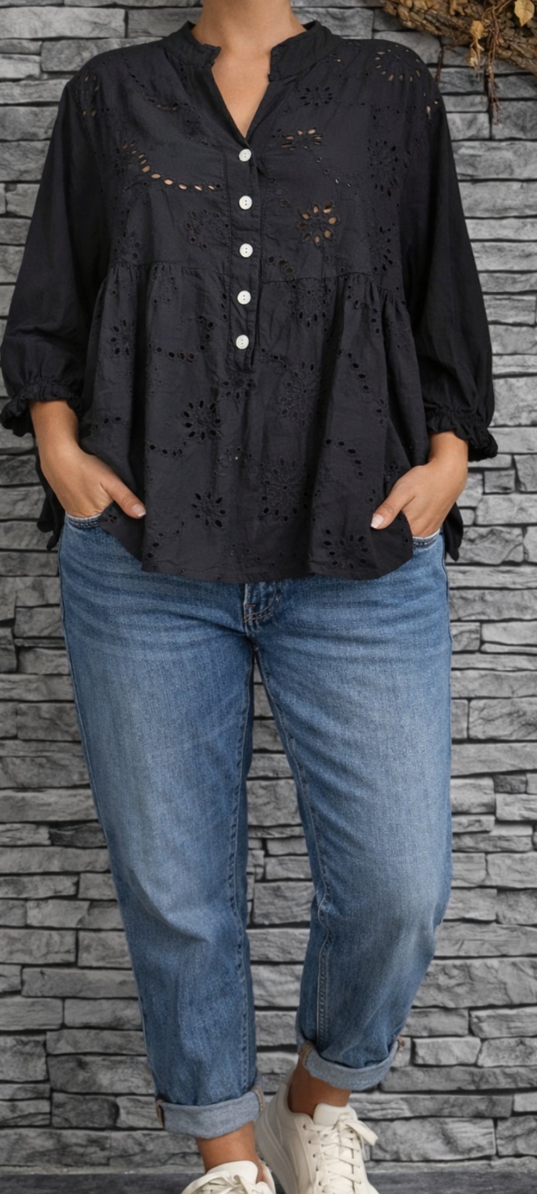 🎀Blouse Bohème en Broderie Anglaise noir