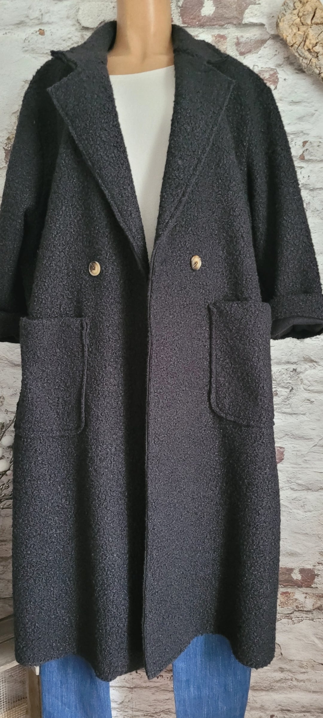 🌼 Manteau Long Texturé Laine Bouclée